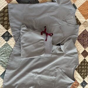 Figs Cement Grey Scrub Tops and Livingston Pants Bundle